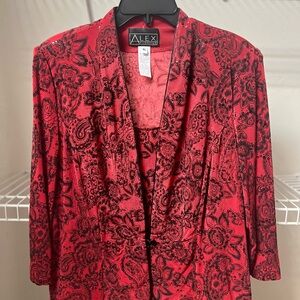 Alex Evenings Women's Red Floral Jacket